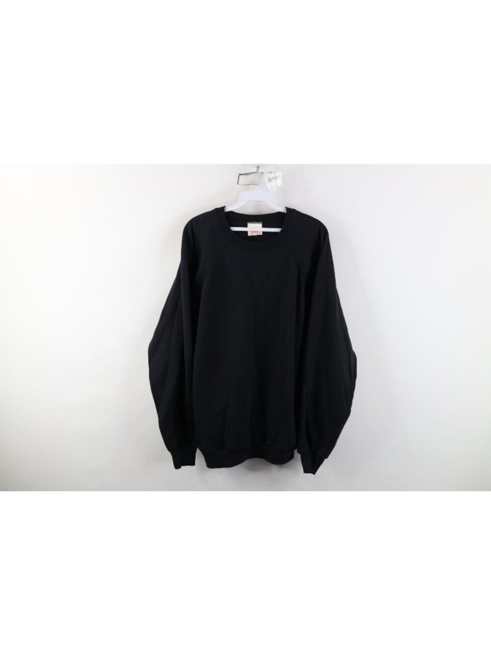 Vtg 90s Streetwear Womens XL Faded Blank Raglan Crewneck Sweatshirt Black USA